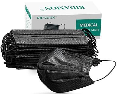 Photo 1 of 3 pack - Black Disposable Face Masks(50 Pack) Medical Grade Face Masks for Women Men, Breathable Disposable Face Mask for Home (Black)
