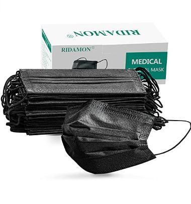 Photo 1 of 3 pack - Black Disposable Face Masks(50 Pack) Medical Grade Face Masks for Women Men, Breathable Disposable Face Mask for Home (Black)
