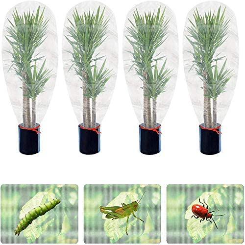Photo 1 of XINdream 4 Pack Insect Bird Barrier Netting Mesh, Plant Protective Cover with Drawstring, Garden Bug Netting Plant Insect Screen for Plant Flower Tree Fruit Vegetables, 2.2X 3.2 Ft
