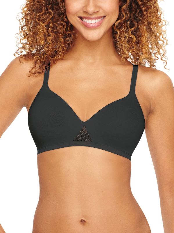 Photo 1 of Hanes Women's Oh So Light Foam ComfortFlex Fit Wirefree Bra Black/Nude SIZE SMALL
