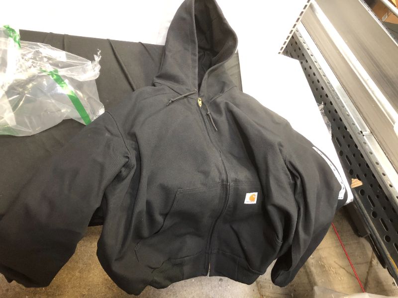 Photo 2 of Big & Tall Carhartt Hooded Thermal-Lined Duck Active Jacket - Black SIZE XX-LARGE
