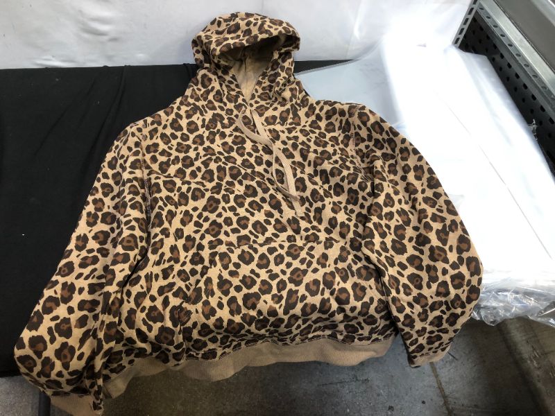 Photo 2 of Amazon Essentials Women's Fleece Pullover Hoodie, Leopard, SIZE X-Large
