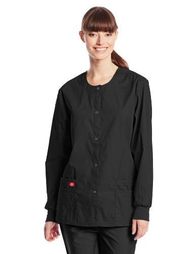 Photo 1 of Dickies EDS Signature Scrubs Warm up Jacket for Women Snap Front 86306, SIZE M, Black
