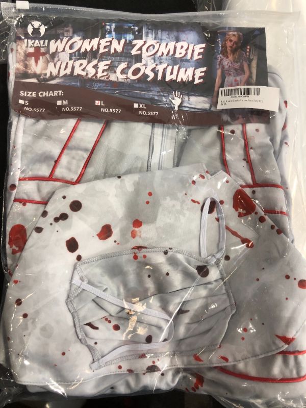 Photo 2 of IKALI Zombie Halloween Costume, Girls Women Cheerleader High School Prisoner Bride Nurse Bloody Kids Fancy Dress Outfit SIZE LARGE
