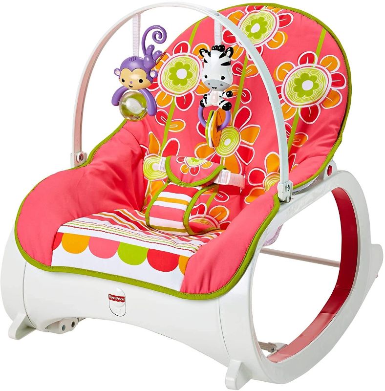 Photo 1 of Fisher-Price Infant-to-Toddler Rocker Floral Confetti, stationary baby seat and rocking chair with toys
