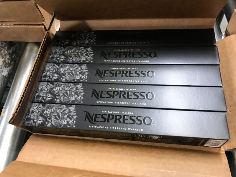 Photo 2 of 4 PACKS OF Nespresso Capsules OriginalLine Ristretto Intenso Coffee Pods, Brews, Dark Roast Espresso Coffee, 50 Count (Pack of 5) EXPIRES 9/30/21
