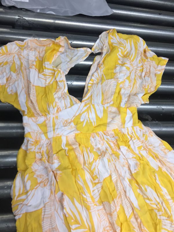 Photo 2 of MEDIUM LONG FLORAL DRESS WHITE AND YELLOW