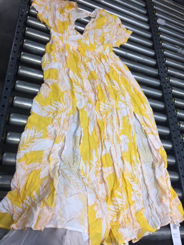 Photo 1 of MEDIUM LONG FLORAL DRESS WHITE AND YELLOW