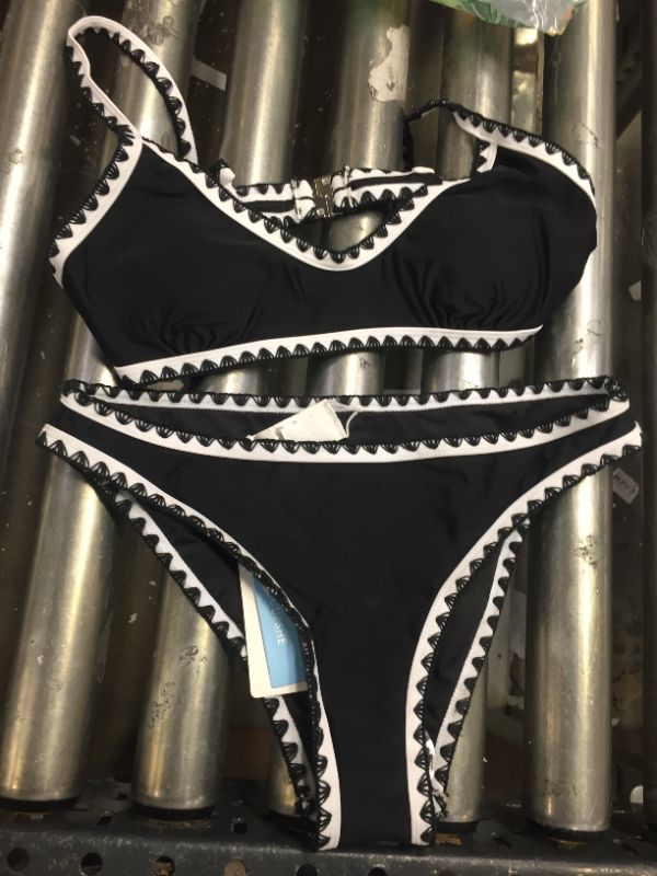 Photo 1 of 2 PEICE SWIM SUIT BLACK AND WHITE SMALL
