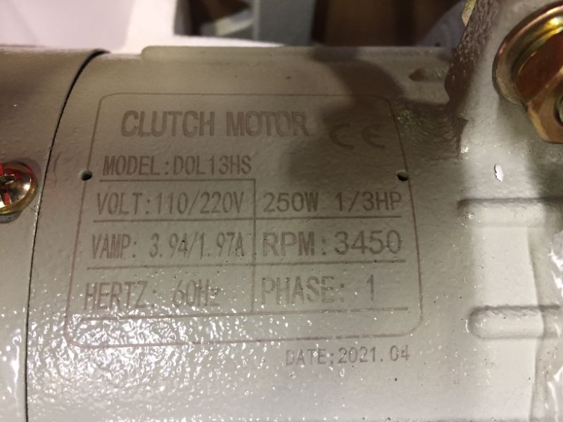 Photo 3 of CLUTCH MOTOR 
MODEL: DOL13HS
** DAMAGED PARTS **