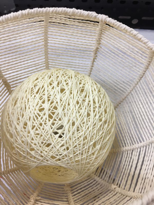 Photo 4 of 10 inches round Woven Lodge Wicker Rattan Pendant Light Fixture Farmhouse Hanging Ceiling Lamp