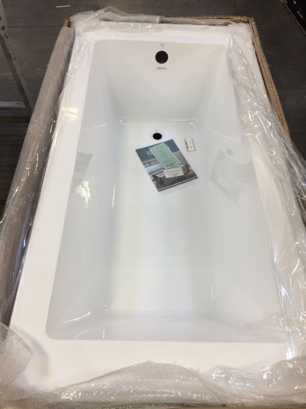 Photo 2 of Aqua Eden 60 Acrylic Alcove Bathtub with Left Hand Drain and Overflow Hole, White