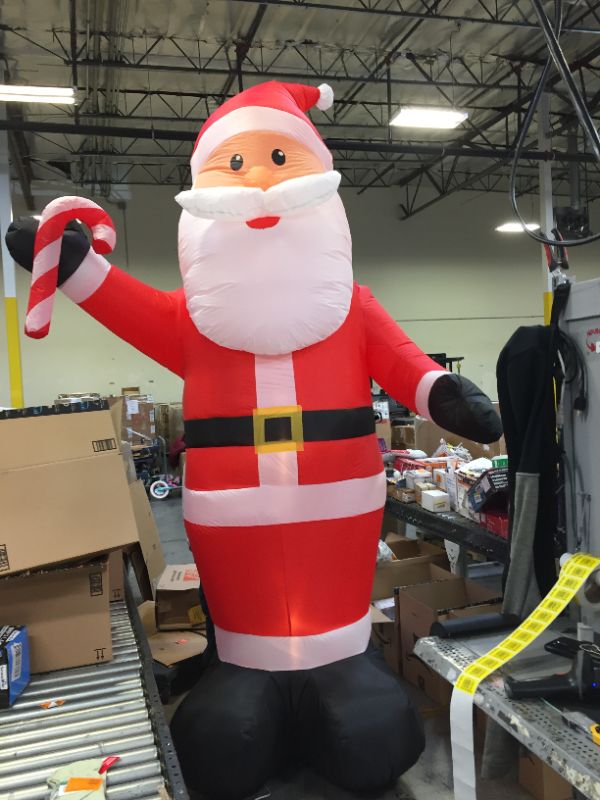 Photo 2 of 11 ft. Airblown Santa with Candy Cane Christmas Inflatable