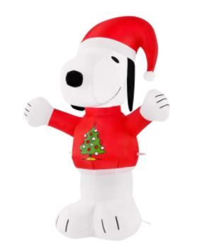 Photo 1 of 3.5 ft Pre-Lit LED Peanuts Airblown Snoopy in Christmas Tree Sweater Christmas Inflatable