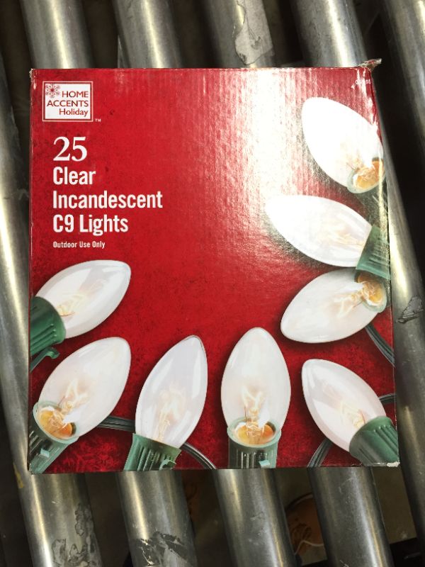 Photo 1 of 24 ft. 25-Light Clear Incandescent C9 Lights for Outdoor Use Only