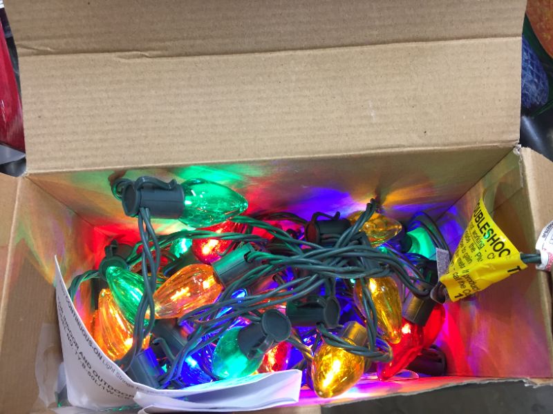 Photo 2 of 50 ft. 50-Light LED C9 Multi-Color Super Bright String Light Christmas Decoration