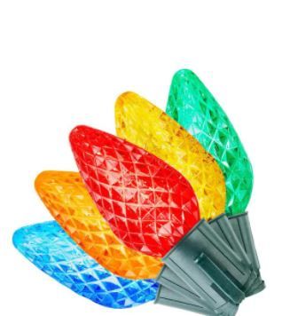 Photo 1 of 50-Light Faceted LED C9 Super Bright Steady-Lit Multi Color Lights Christmas String Lights
