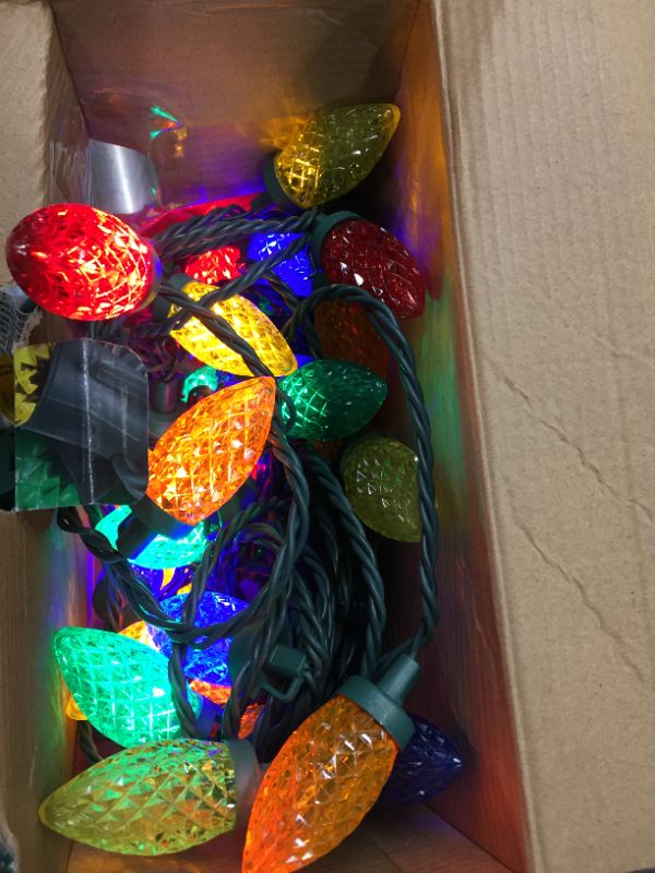 Photo 2 of 50-Light Faceted LED C9 Super Bright Steady-Lit Multi Color Lights Christmas String Lights
