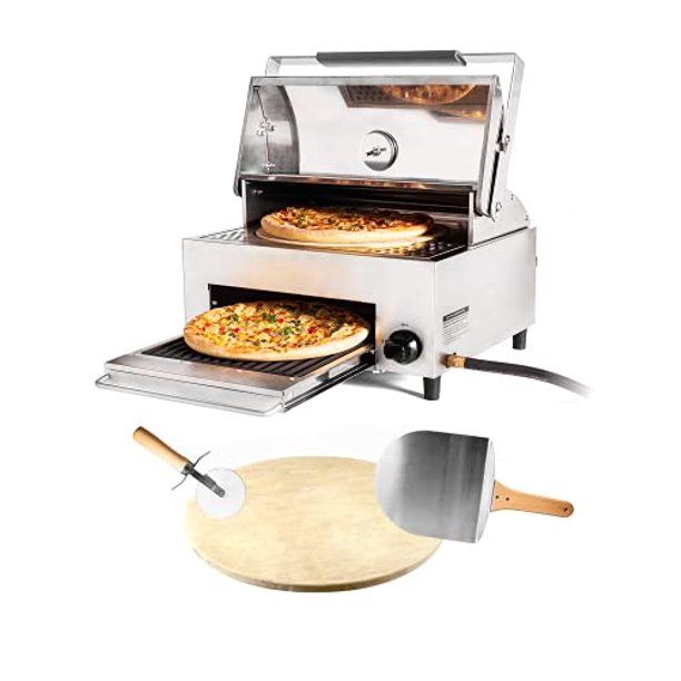 Photo 3 of CAPT'N COOK OvenPlus Portable Gas Pizza Oven - Double Cooking Design For Crispy Crust and Well-cooked topping, No need to Spin, Outdoor baking and grilling, Cook with Ease, with Pizza Cutter and Peel
