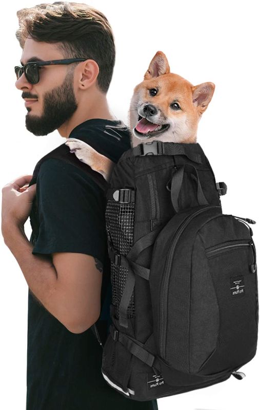 Photo 1 of (L ,BLACK) PROPLUMS Dog Carrier Backpack for Small and Medium Dogs Multifunction Pet Sport Sack Air for Walking Hiking and Traveling with Detachable Storage Bag Free Booster Block and Collapsible Dog Bowls