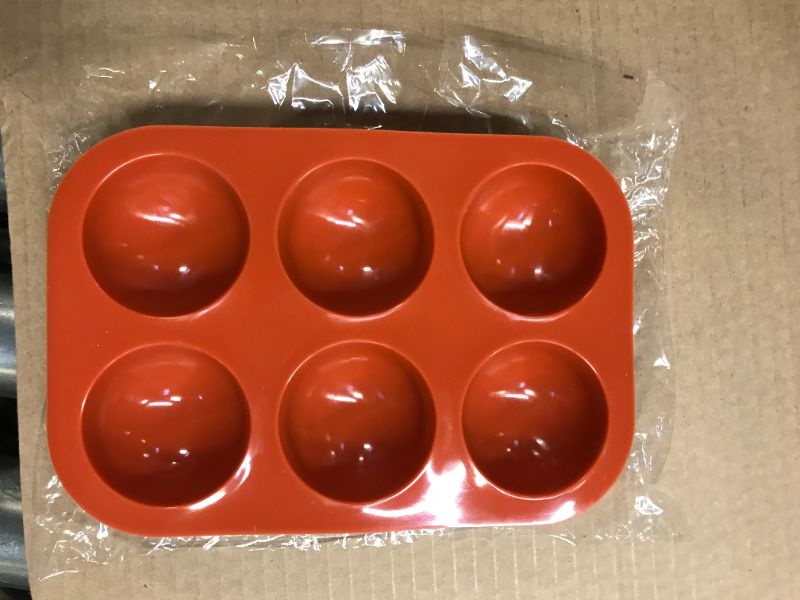 Photo 2 of  Gastroflex Orange Silicone Compartment Half Sphere Mold 4 PER PACK, PACK OF 2 
