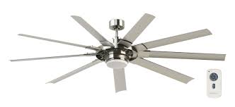 Photo 1 of Fanimation Studio Collection Slinger v2 72-in Brushed Nickel LED Indoor/Outdoor Ceiling Fan with Light Kit with Remote (9-Blade)