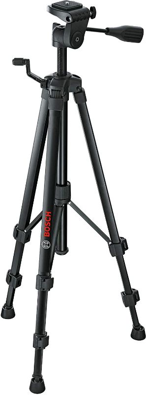 Photo 1 of Bosch BT150 Compact Tripod with Extendable Height for Use with Line Lasers, Point Lasers, and Laser Distance Tape Measuring Tools, Black