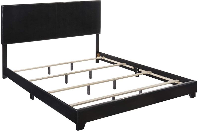 Photo 1 of Crown Mark Erin Upholstered Panel Bed in Black, King
