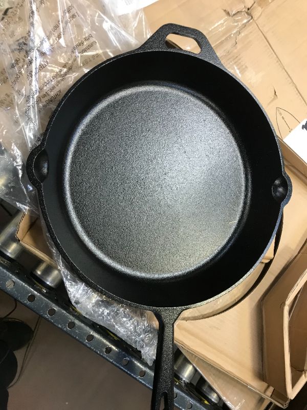 Photo 2 of Amazon Basics Pre-Seasoned Cast Iron Skillet Pan, 15 Inch
