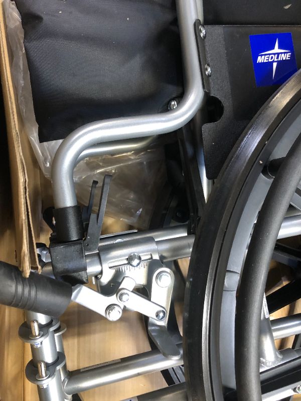 Photo 3 of Medline Lightweight & User-Friendly Wheelchair With Flip-Back, Desk-Length Arms & Elevating Leg Rests for Extra Comfort, Gray, 18 Seat
