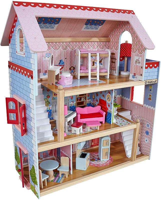 Photo 1 of KidKraft Chelsea Doll Cottage Wooden Dollhouse with 16 Accessories, Working Shutters, for 5-Inch Dolls, Gift for Ages 3+
