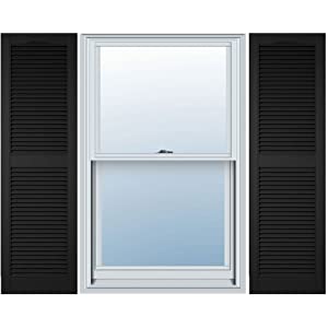 Photo 1 of Ekena Millwork LL1S14X04800BL Lifetime Vinyl Standard Shutter (Per Pair), 14 1/2"W x 48"H, Black
