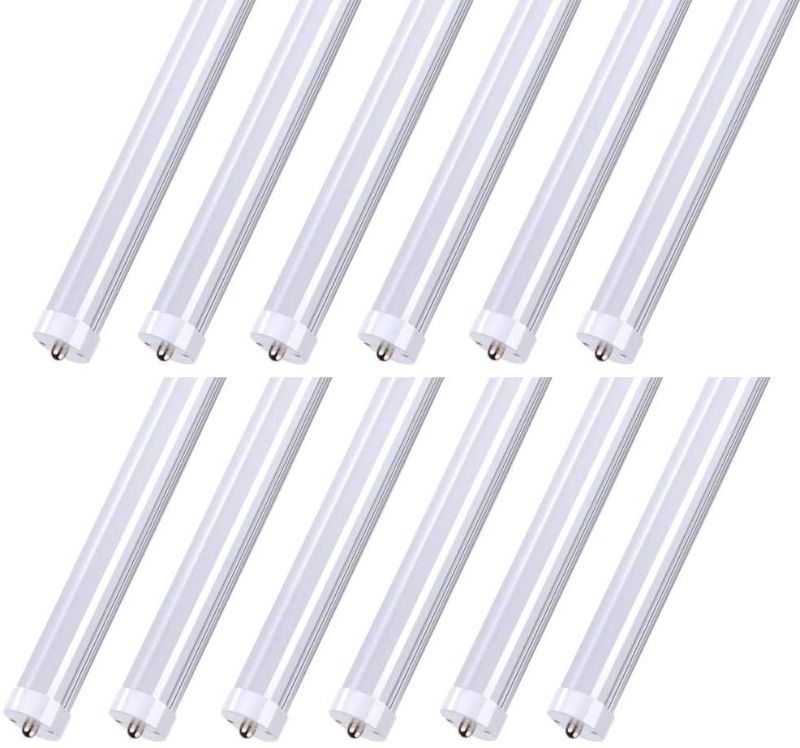 Photo 1 of (Pack of 12)CNSUNWAY LIGHTING 8FT LED Light Tube, 45W 5000K, 5400 Lumens Super Bright FA8 Single Pin LED Tube, Ballast Bypass, 8 Foot LED Bulbs to Replace T8 T10 T12 Fluorescent Fixtures
