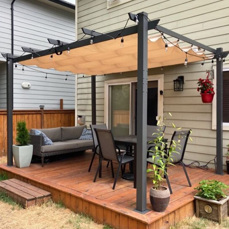 Photo 1 of PURPLE LEAF 10' X 13' Outdoor Retractable Pergola with Sun Shade Canopy Patio Metal Shelter for Garden Porch Beach Pavilion Grill Gazebo Modern Yard Grape Trellis Pergola, Beige
