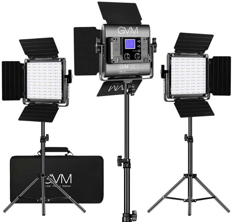 Photo 1 of GVM GREAT VIDEO MAKER RGB Led Video Light, 2PCS Video Lighting Kit with APP Control, 40W Photography Lighting Led Panel Light with 8 Kinds of The Scene Lights for Studio YouTube, 3200K-5600K, CRI 97+
