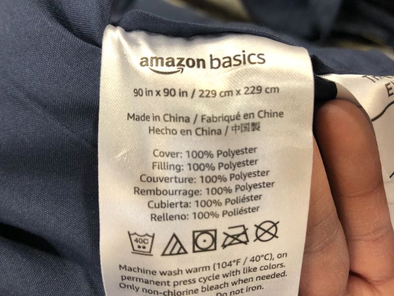 Photo 4 of Amazon Basics Comforter  Full / Queen, Navy Blue, Microfiber, Ultra-Soft
