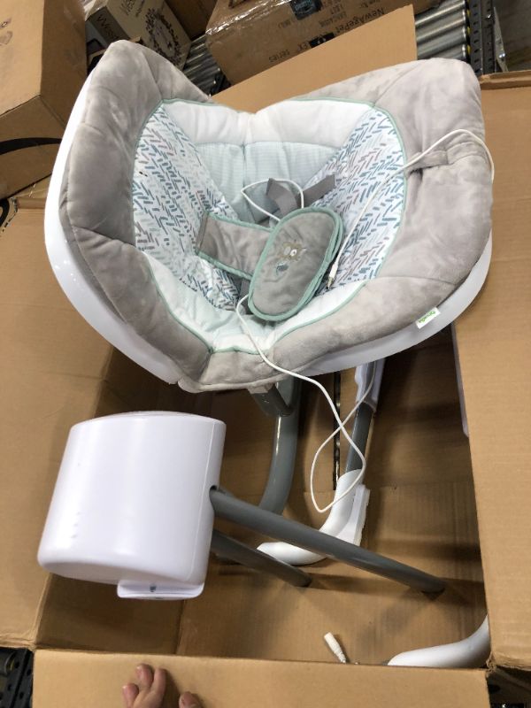 Photo 2 of Ingenuity Anyway Sway USB Dual-Direction Portable Baby Swing in Spruce, Ages 0-9 Months, Blue

