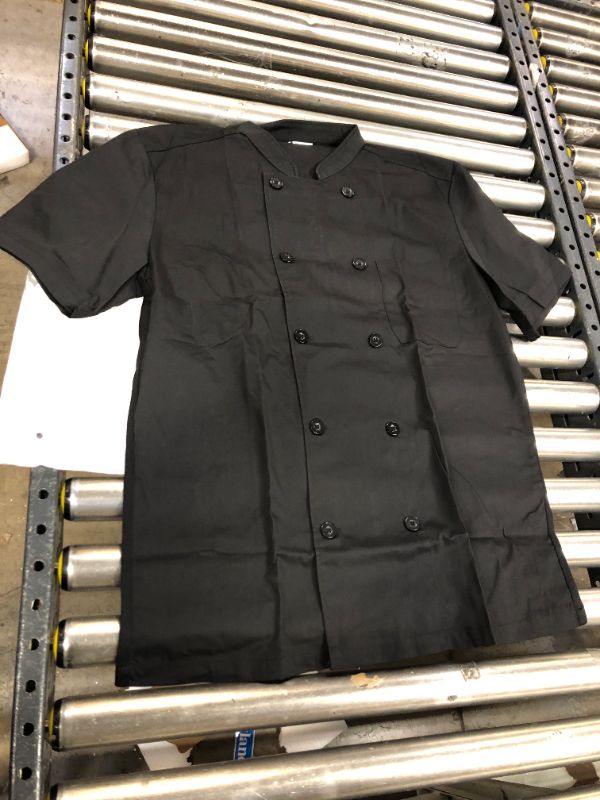 Photo 1 of 2XLARGE BLACK SHORT SLEEVE DOUBLE BUTTON UP SHIRT. 