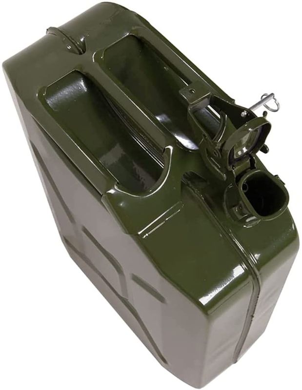 Photo 1 of AMZOSS 20L 5 Gallon Metal Gas Can Green with Fuel Can and Spout System, US Standard Cold-Rolled Plate Petrol Diesel Can - Gasoline Bucket (13.78" x 6.5" x 17.91")
