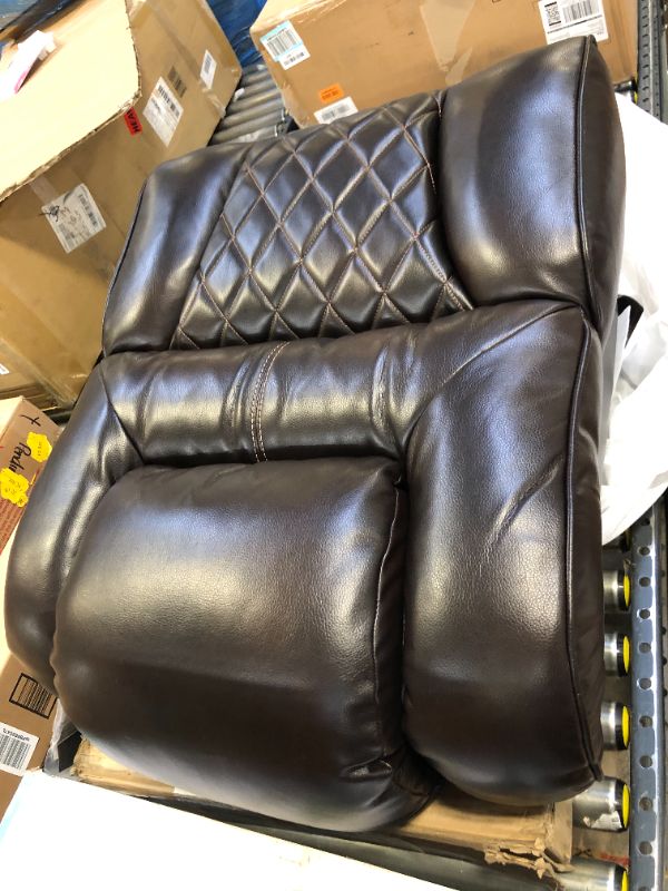 Photo 1 of Signature Design by Ashley Warnerton Faux Leather Power Recliner with Adjustable Headrest, Brown
