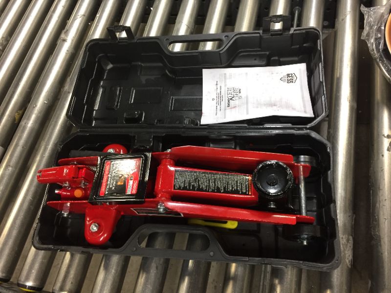 Photo 1 of Big Red T820014s Torin Hydraulic Trolley Service/Floor Jack with Blow Mold Carrying Storage Case, 2 Ton (4,000 lb) Capacity, Red