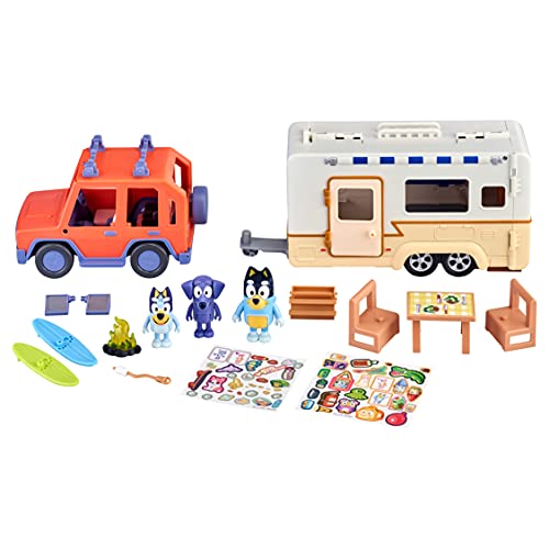 Photo 1 of Bluey Ultimate Caravan Adventures - Caravan Playset and Three 2.5-3" Figures & 4WD Family Vehicle with 2 Surfboards, Multicolor