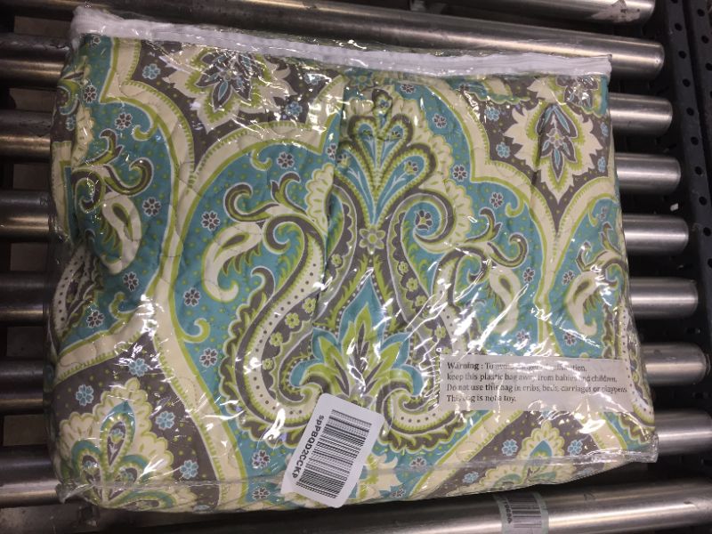 Photo 2 of Comfort Spaces CS14-0808 Paisley Design, Double Sided Quilting All Season, Lightweight, Coverlet Bedspread Bedding Set, Matching Shams, King/Cal King(104"x90"), Mona, Teal/Grey
