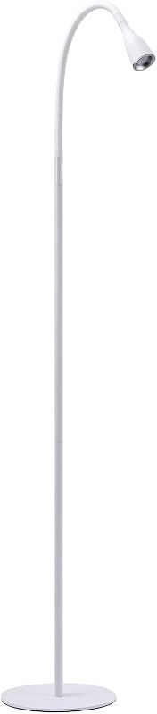 Photo 1 of BLACK+DECKER Gooseneck LED Floor Lamp, 54" Height with Weighted Base, White (VLED1824F-WHITE-BD)
