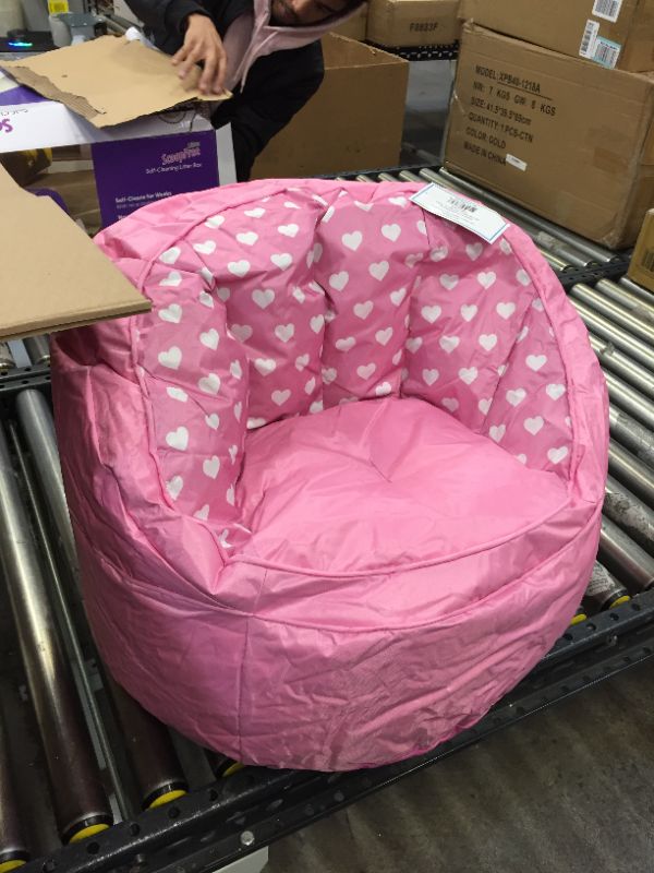 Photo 2 of  Heritage Kids Pink Hearts Toddler Bean Bag Chair, Pink