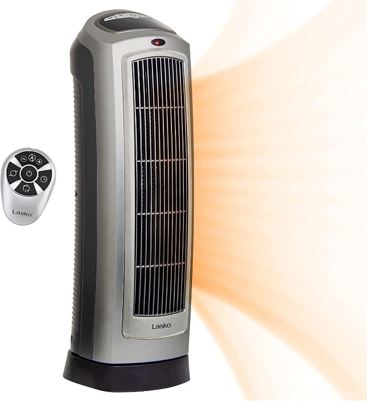 Photo 1 of  Lasko 1500W Digital Ceramic Space Heater with Remote, 755320, Silver