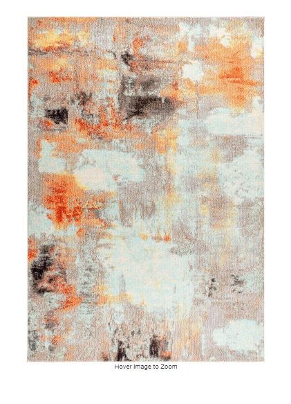 Photo 1 of Contemporary Pop Modern Abstract Vintage Cream/Orange 8 ft. x 10 ft. Area Rug