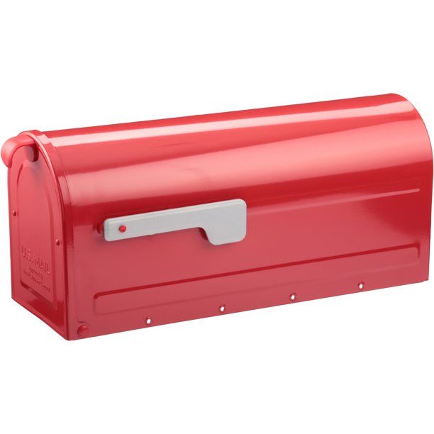 Photo 1 of Architectural Mailboxes® Red MB1 Post Mount Mailbox with Silver Flag