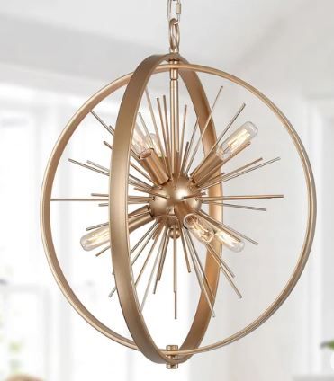 Photo 1 of LNC HOME GLOBE STARBURST CHANDELIER, GOLD
** OPEN BOX **
(( MISSING COUPLE ACCESSORIES ))