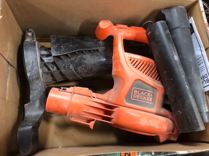 Photo 3 of BLACK+DECKER 12-Amp 400-CFM 250-MPH Corded Electric Leaf Blower (Vacuum Kit Included)
** FULL OF DIRT **